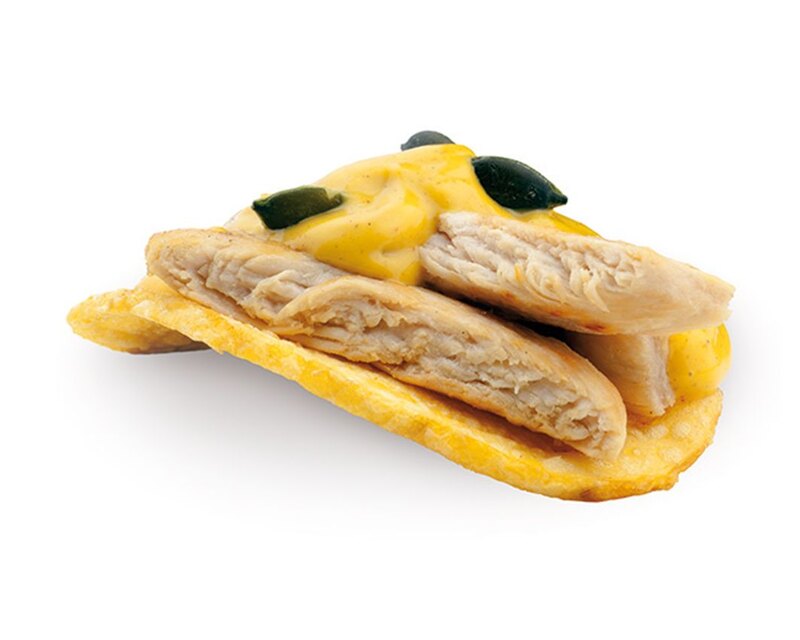 Patatas Rubio, pollo y salsa